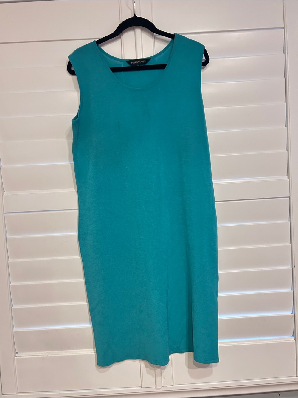 Ming Wang Sleeveless Knit Dress Aqua Size Petite Large